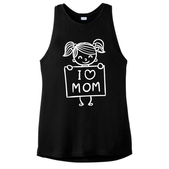 I Love Mom Daughter Gift Ladies Tri-Blend Wicking Tank