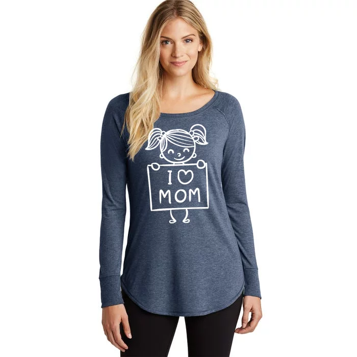 I Love Mom Daughter Gift Women's Perfect Tri Tunic Long Sleeve Shirt