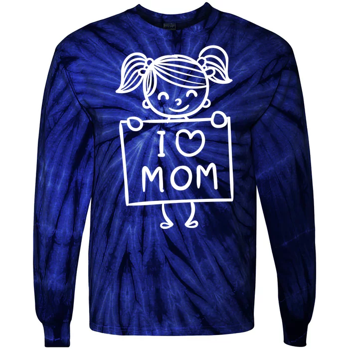 I Love Mom Daughter Gift Tie-Dye Long Sleeve Shirt