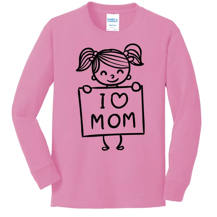 I Love Mom Daughter Gift Kids Long Sleeve Shirt