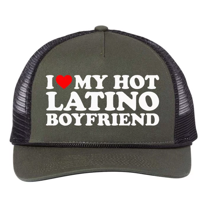 I Love My Hot Latino Boyfriend Retro Rope Trucker Hat Cap