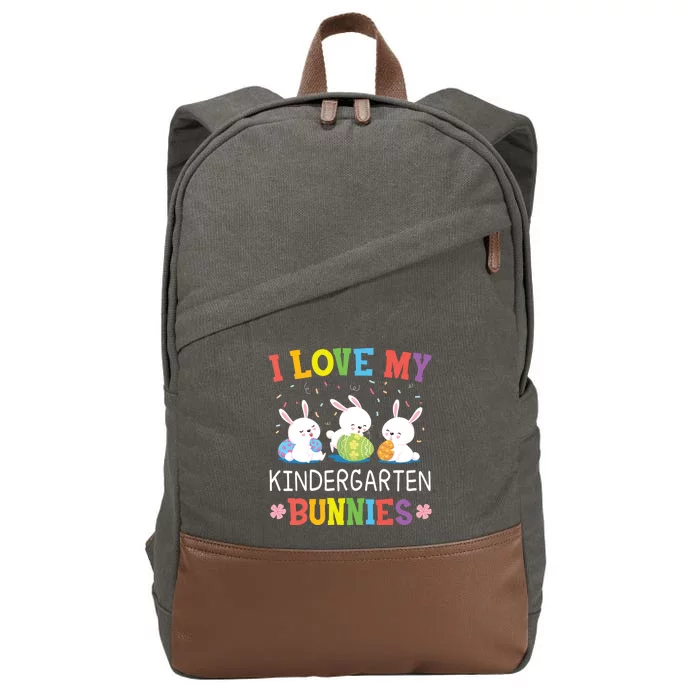 I Love My Kindergarten Bunnies Teacher Easter Day Gift Cotton Canvas Backpack