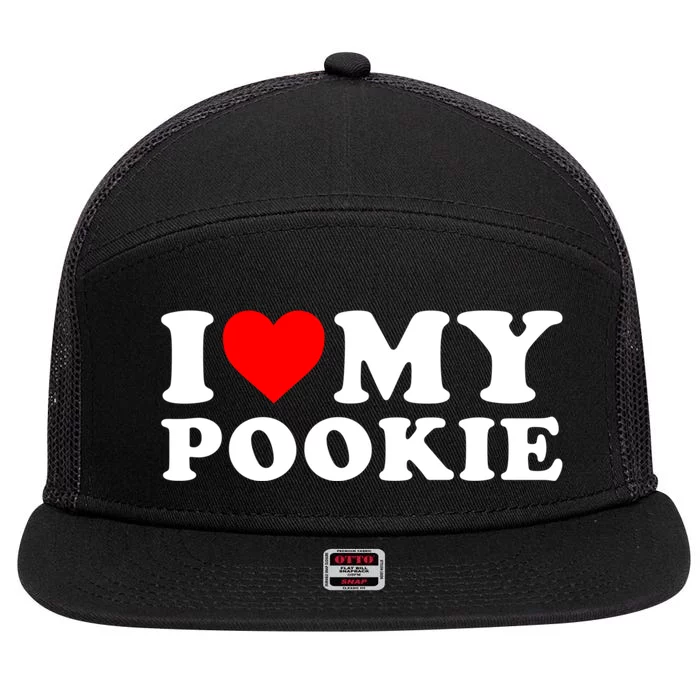 I Love My Pookie I Heart My Pookie 7 Panel Mesh Trucker Snapback Hat