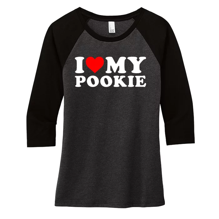 I Love My Pookie I Heart My Pookie Women's Tri-Blend 3/4-Sleeve Raglan Shirt