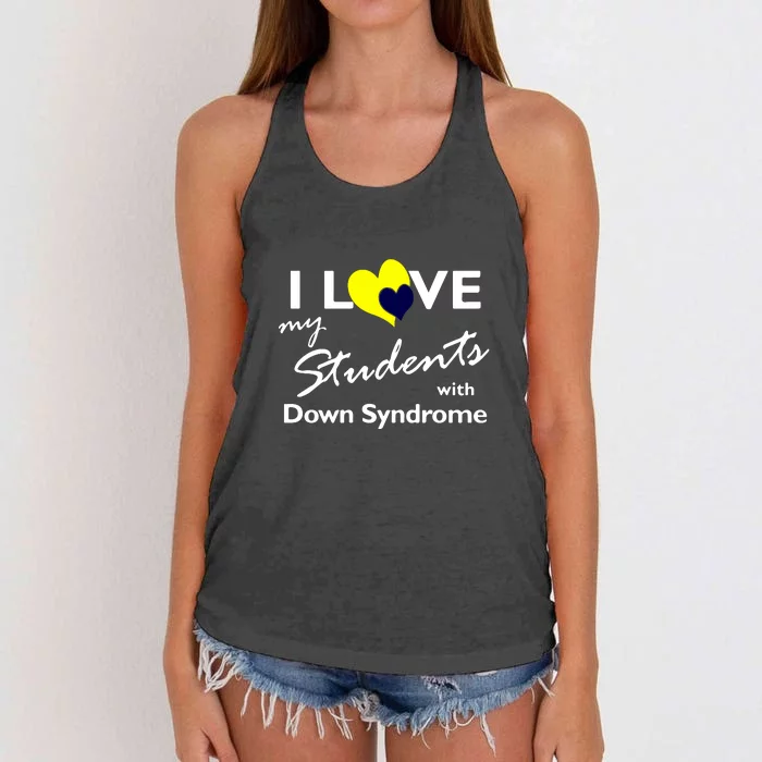 I Love My Students Down Syndrome Awareness Gift Women's Knotted Racerback Tank