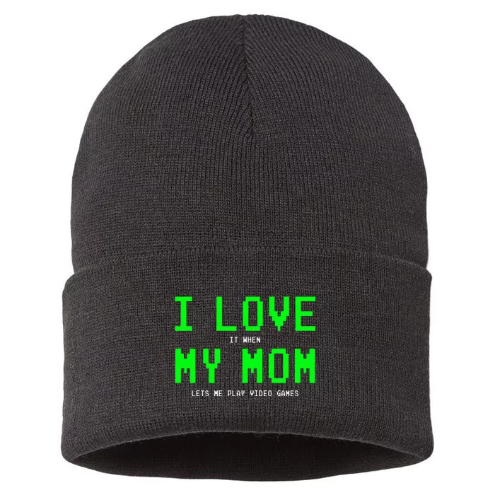 I Love My Mom Gamer Gifts For Teen Video Games Sustainable Knit Beanie