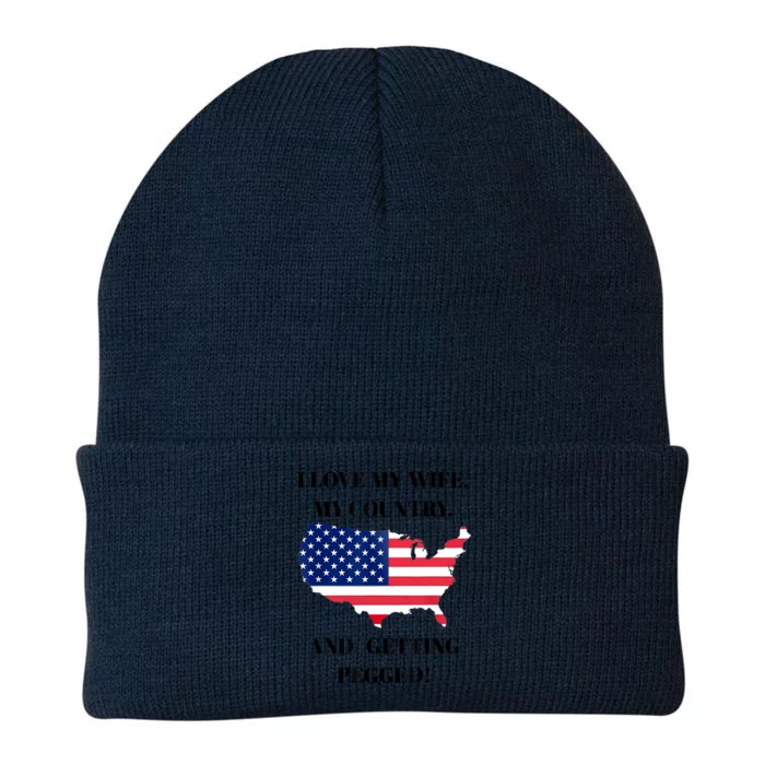 I LOVE MY WIFE MY COUNTRY AND GETTING PEGGED! Knit Cap Winter Beanie