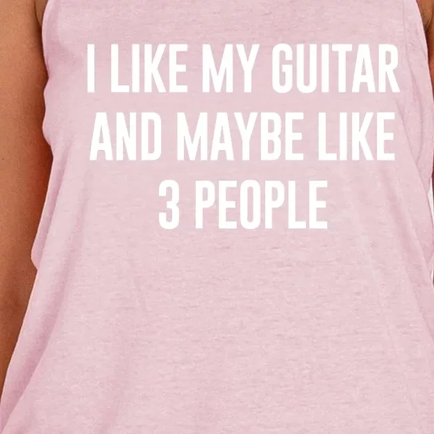 I Like My Guitar And Maybe Like 3 People Women's Knotted Racerback Tank