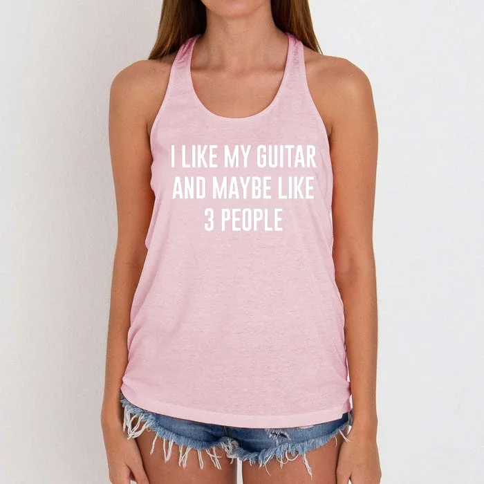 I Like My Guitar And Maybe Like 3 People Women's Knotted Racerback Tank