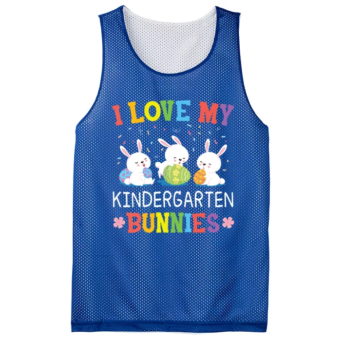 I Love My Kindergarten Bunnies Teacher Easter Day Cool Gift Mesh Reversible Basketball Jersey Tank