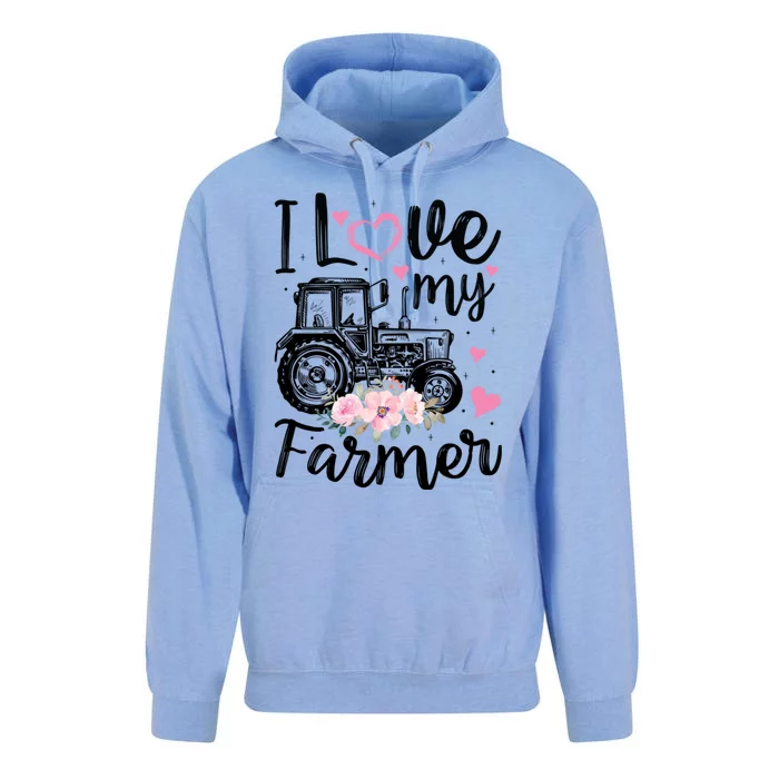 I Love My Farmer Funny Farmer Wife Friend Tractor Gift Unisex Surf Hoodie