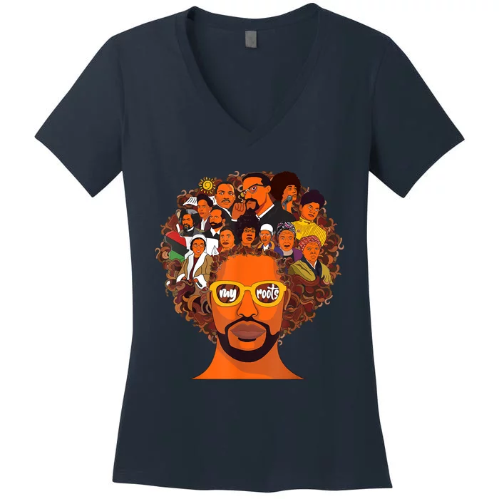 I Love My Roots Back Powerful Black History Month Dna Pride Design Women's V-Neck T-Shirt