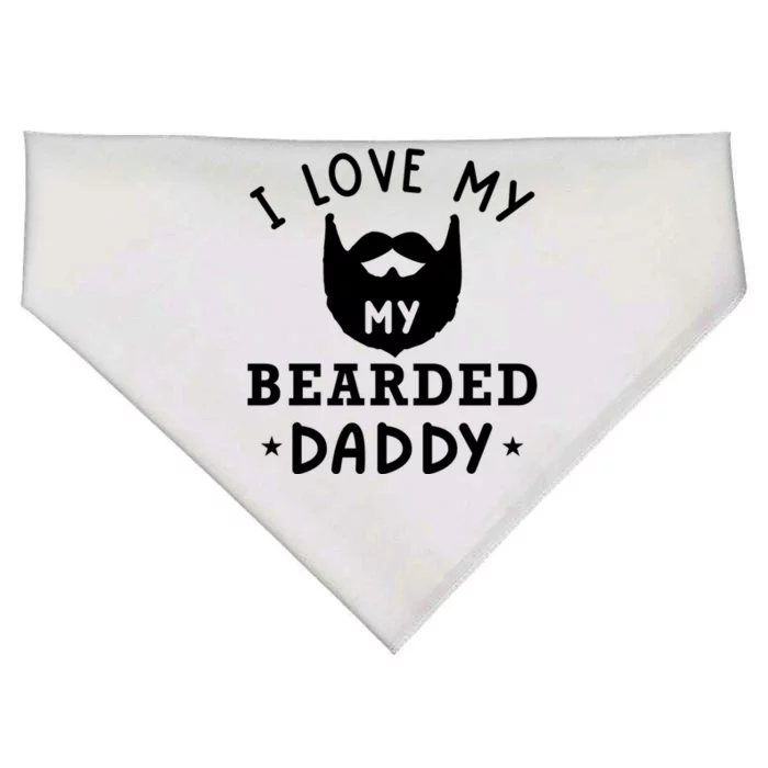 I Love My Bearded Dad Gift For Dad With Beard Father's Day Cool Gift USA-Made Doggie Bandana