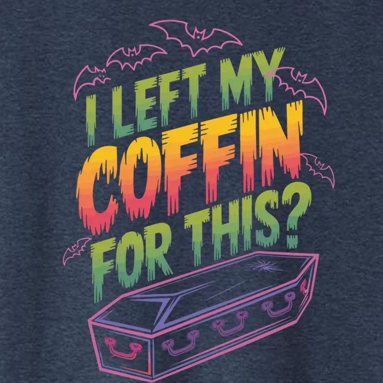 I Left My Coffin For This Funny Halloween Coffin Bats Women's Crop Top Tee