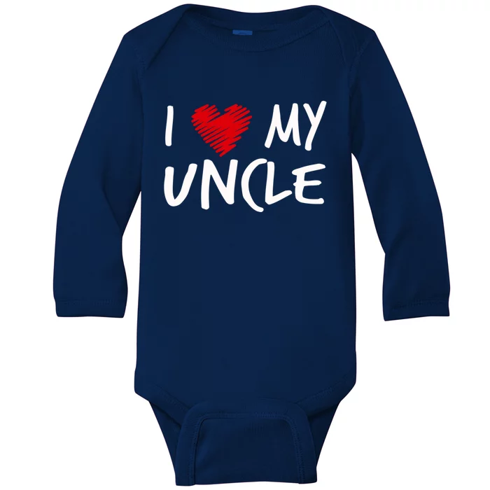 I Love My Uncle Valentines Outfit Matching Oncle Family Gift Baby Long Sleeve Bodysuit