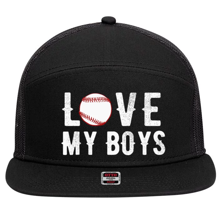 I Love My  Baseball Mom funny mother's day 7 Panel Mesh Trucker Snapback Hat