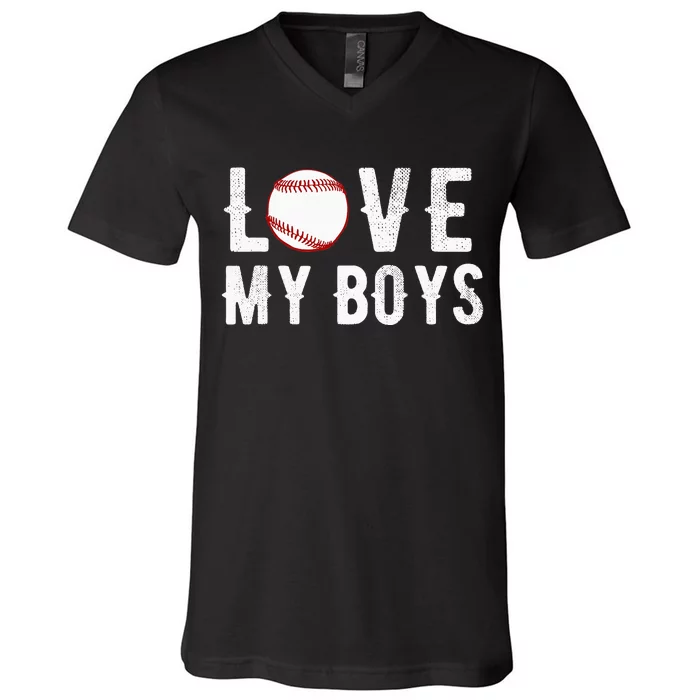 I Love My  Baseball Mom funny mother's day V-Neck T-Shirt