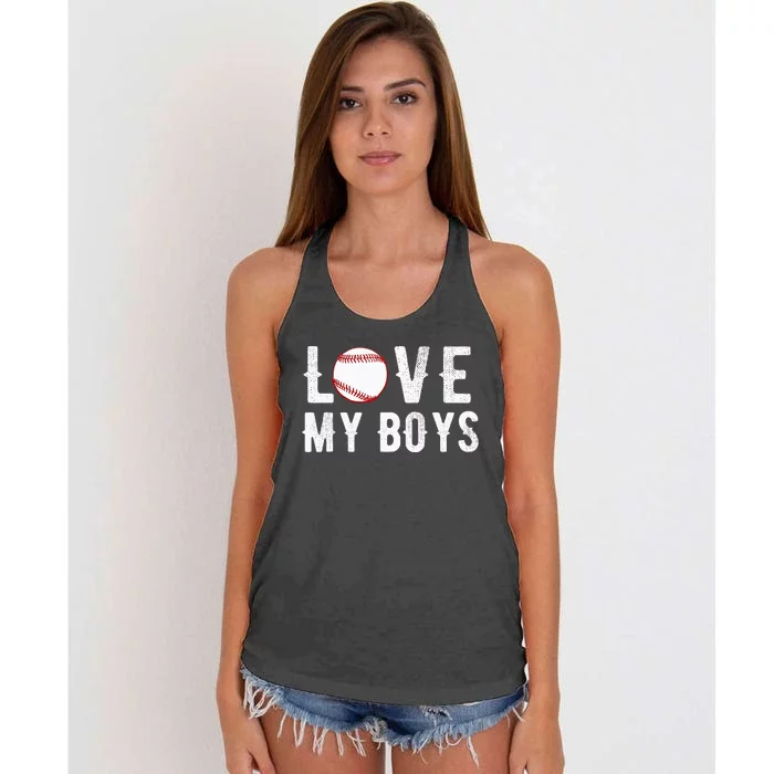 I Love My  Baseball Mom funny mother's day Women's Knotted Racerback Tank