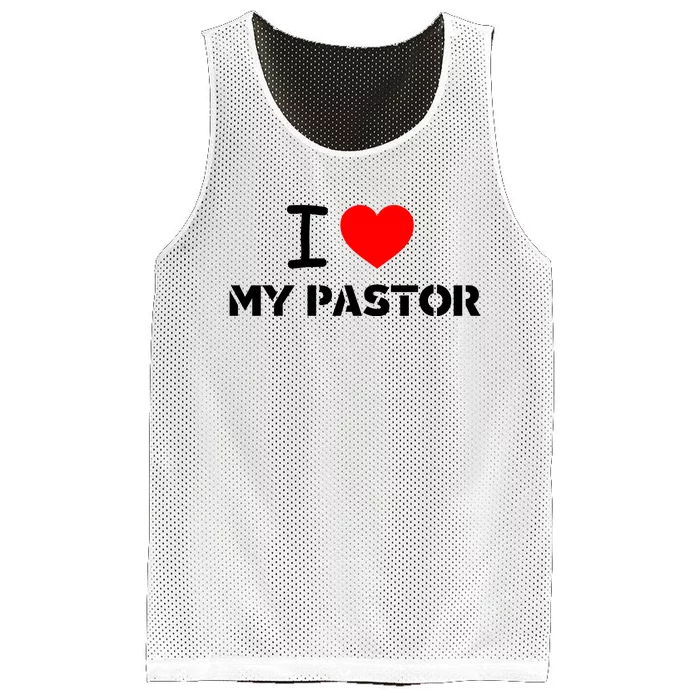 I Love My Pastor With Red Heart For All Working As Priest In Church. Mesh Reversible Basketball Jersey Tank