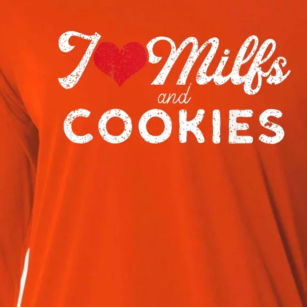 I Love Milfs And Cookies Gift Funny Cougar Lover Joke Gift Cooling Performance Long Sleeve Crew