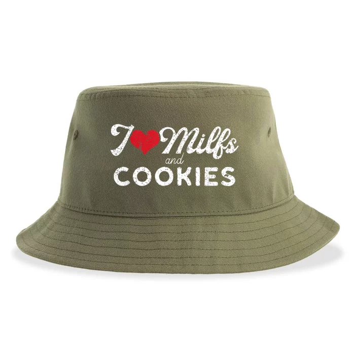 I Love Milfs And Cookies Gift Funny Cougar Lover Joke Gift Sustainable Bucket Hat