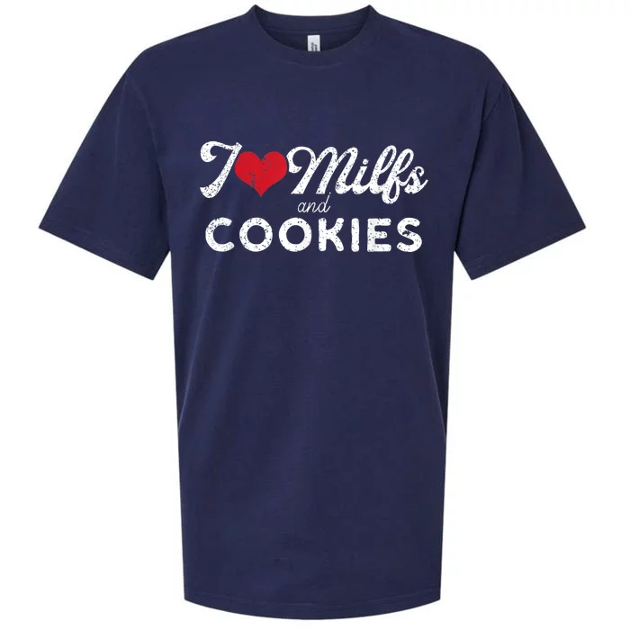 I Love Milfs And Cookies Gift Funny Cougar Lover Joke Gift Sueded Cloud Jersey T-Shirt