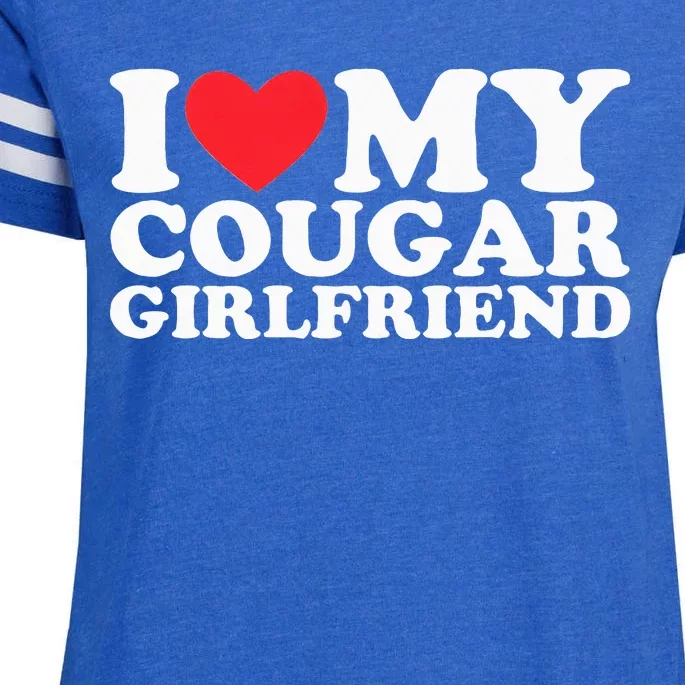 I Love My Hot Cougar Girlfriend I Heart My Hot Cougar Gf Enza Ladies Jersey Football T-Shirt