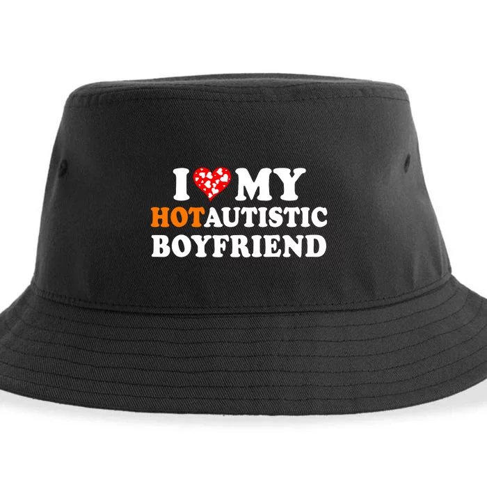 I Love My Hot Autistic Boyfriend Cute Valentines Day Sustainable Bucket Hat