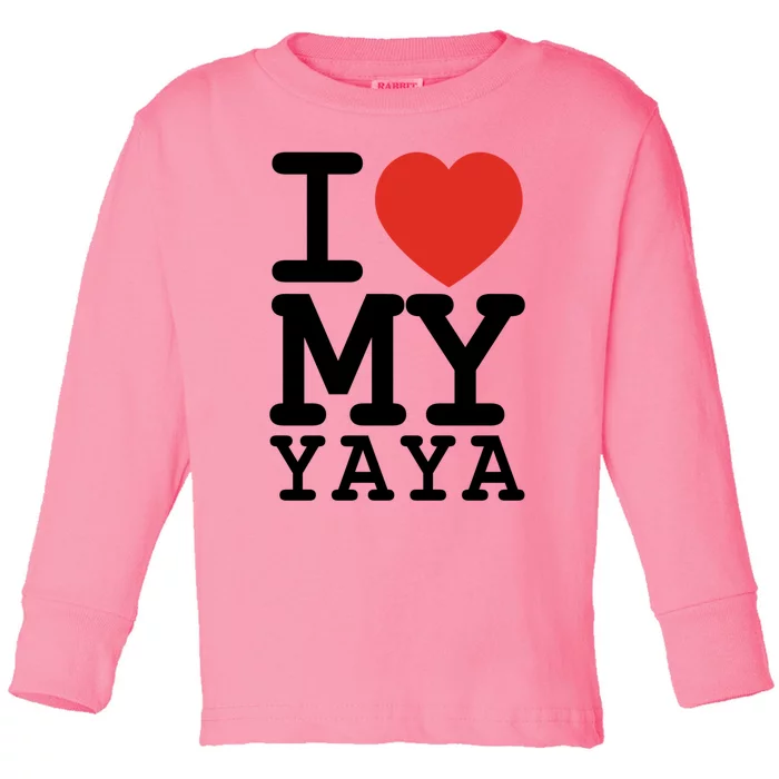 I Love My Yaya Family Matching Valentines Day Cool Gift Toddler Long Sleeve Shirt