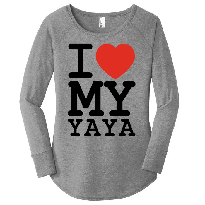 I Love My Yaya Family Matching Valentines Day Cool Gift Women's Perfect Tri Tunic Long Sleeve Shirt