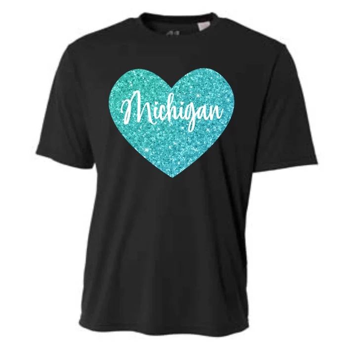 I Love Michigan Usa Heart Great Gift Cooling Performance Crew T-Shirt