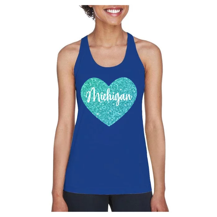 I Love Michigan Usa Heart Great Gift Women's Racerback Tank