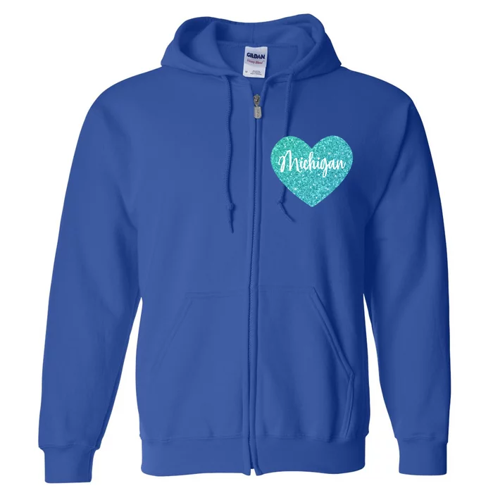 I Love Michigan Usa Heart Great Gift Full Zip Hoodie