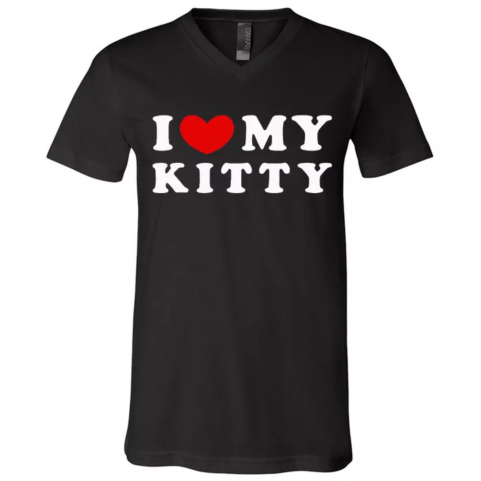 I Love My Kitty V-Neck T-Shirt