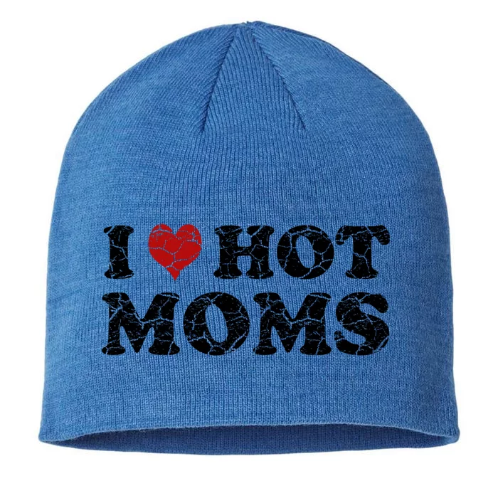 I Love Moms Funny Red Heart Love Moms I Love My Mama Gift 8 1/2in Sustainable Knit Beanie