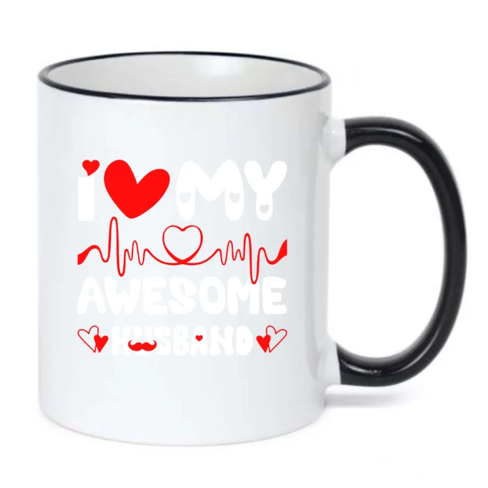 I Love My Awesome Husband Valentine's Day Matching Couple Gift Black Color Changing Mug