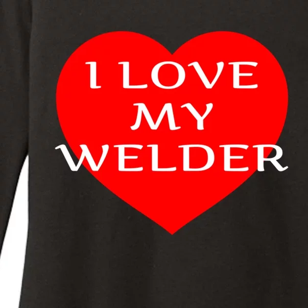 I Love My Welder Friend Wife Fiancee Mom Red Heart Gift Meaningful Gift Womens CVC Long Sleeve Shirt