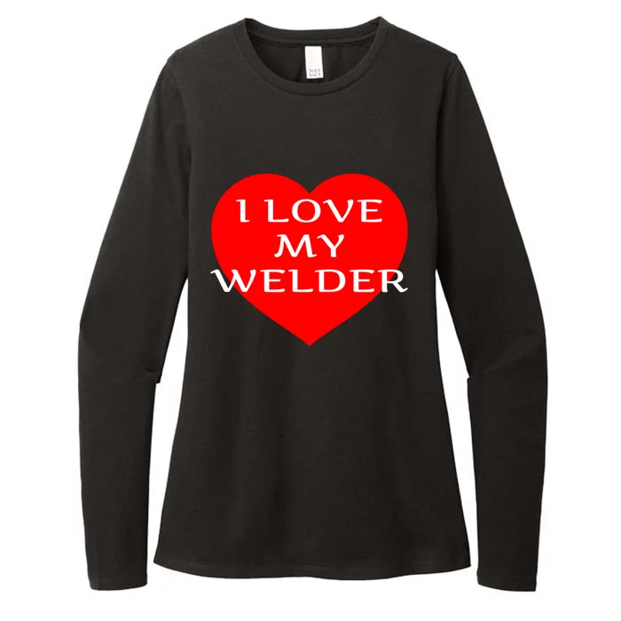 I Love My Welder Friend Wife Fiancee Mom Red Heart Gift Meaningful Gift Womens CVC Long Sleeve Shirt