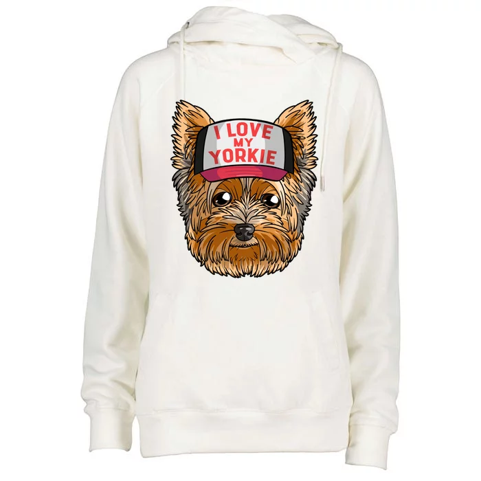 I Love My Yorkie Cute Dog Mom Gift Womens Funnel Neck Pullover Hood