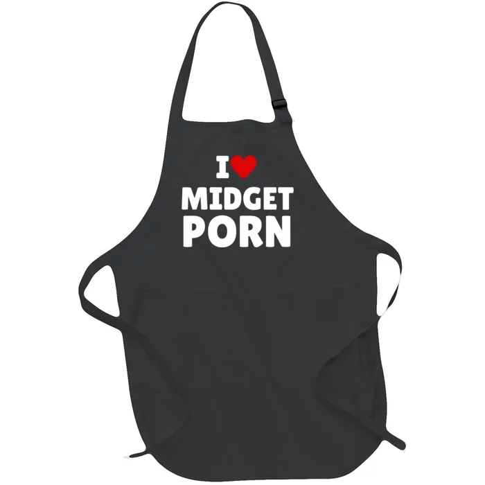 I Love Midget Porn Full-Length Apron With Pocket