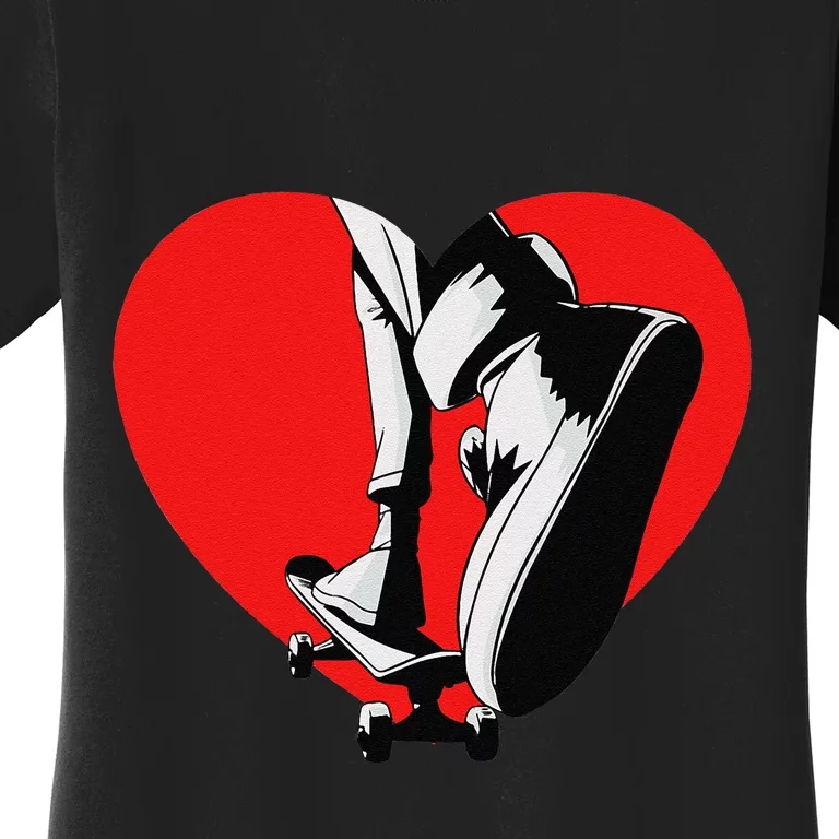 I Love My Skateboard Skateboarding Lover Valentines Day Women's T-Shirt