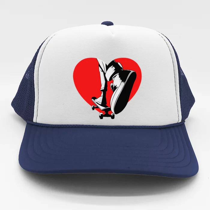 I Love My Skateboard Skateboarding Lover Valentines Day Trucker Hat