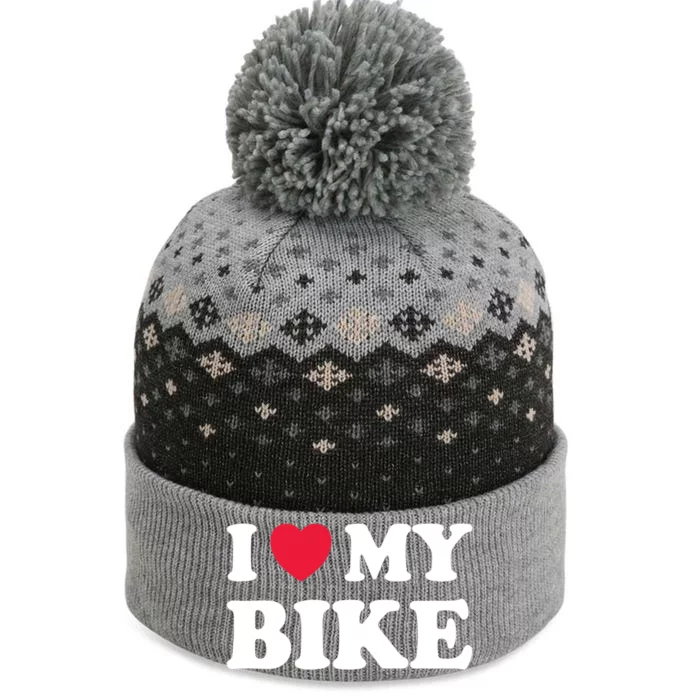 I Love My Bike Cute Gift The Baniff Cuffed Pom Beanie