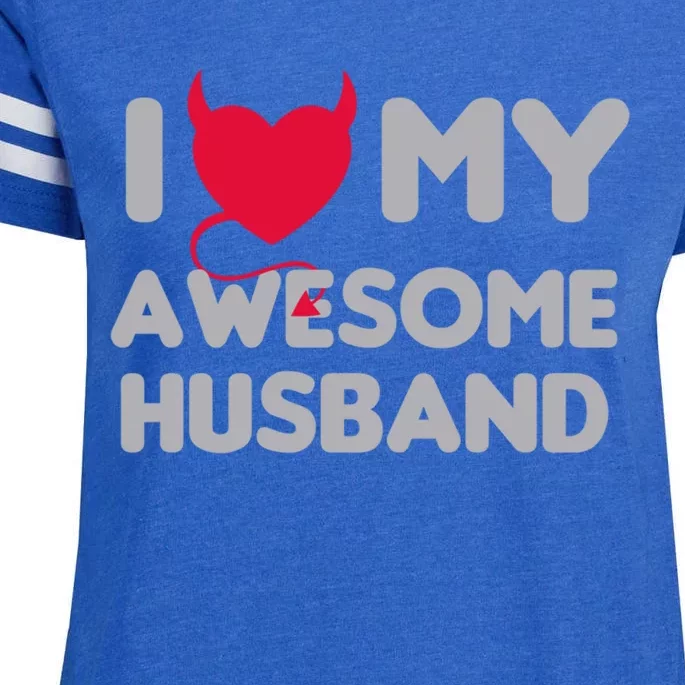 I Love My Awesome Husband Couple Matching Valentines Day Gift Enza Ladies Jersey Football T-Shirt