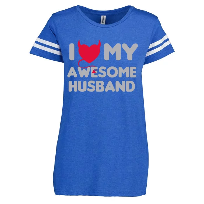 I Love My Awesome Husband Couple Matching Valentines Day Gift Enza Ladies Jersey Football T-Shirt