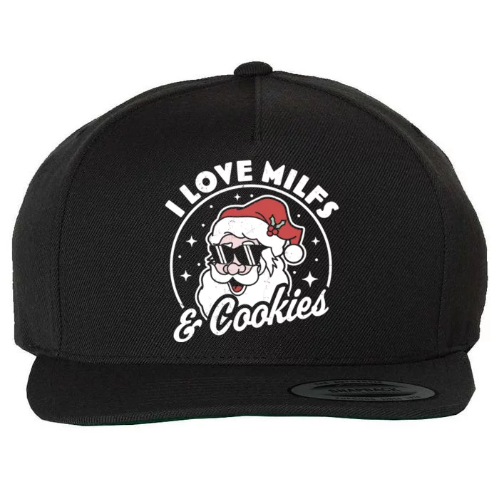 I Love Milfs And Cookies Naughty Santa Claus Christmas Gift Wool Snapback Cap