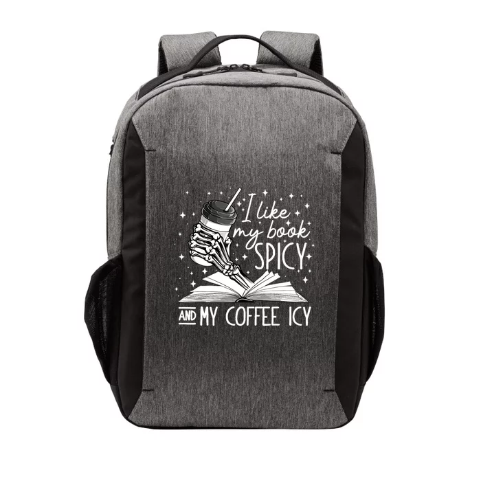 I Like My Books Spicy And My Coffee Icy Skeleton Book Lovers Vector Backpack