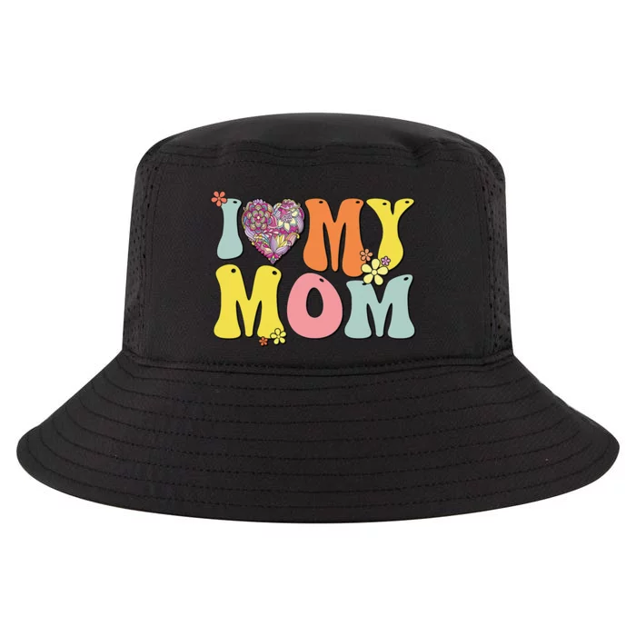 I Love My Mom I Heart My Mom Retro Groovy Mother's day Cool Comfort Performance Bucket Hat