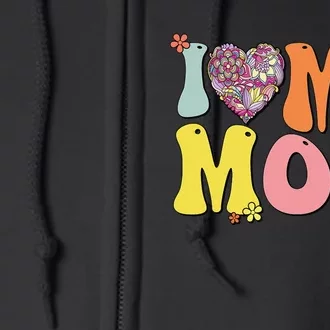 I Love My Mom I Heart My Mom Retro Groovy Mother's day Full Zip Hoodie