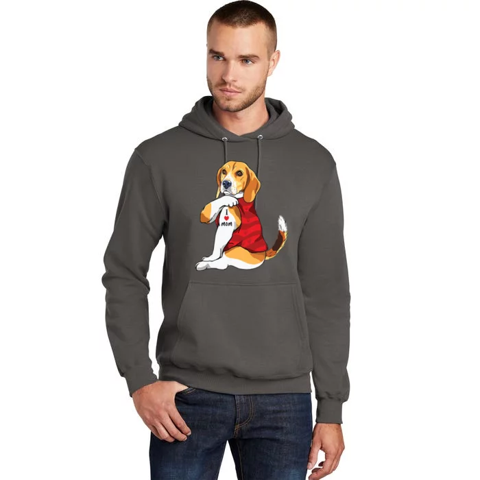 I Love Mom Tattoo Beagle Dog Lover Women Gifts Beagle Mom Tall Hoodie